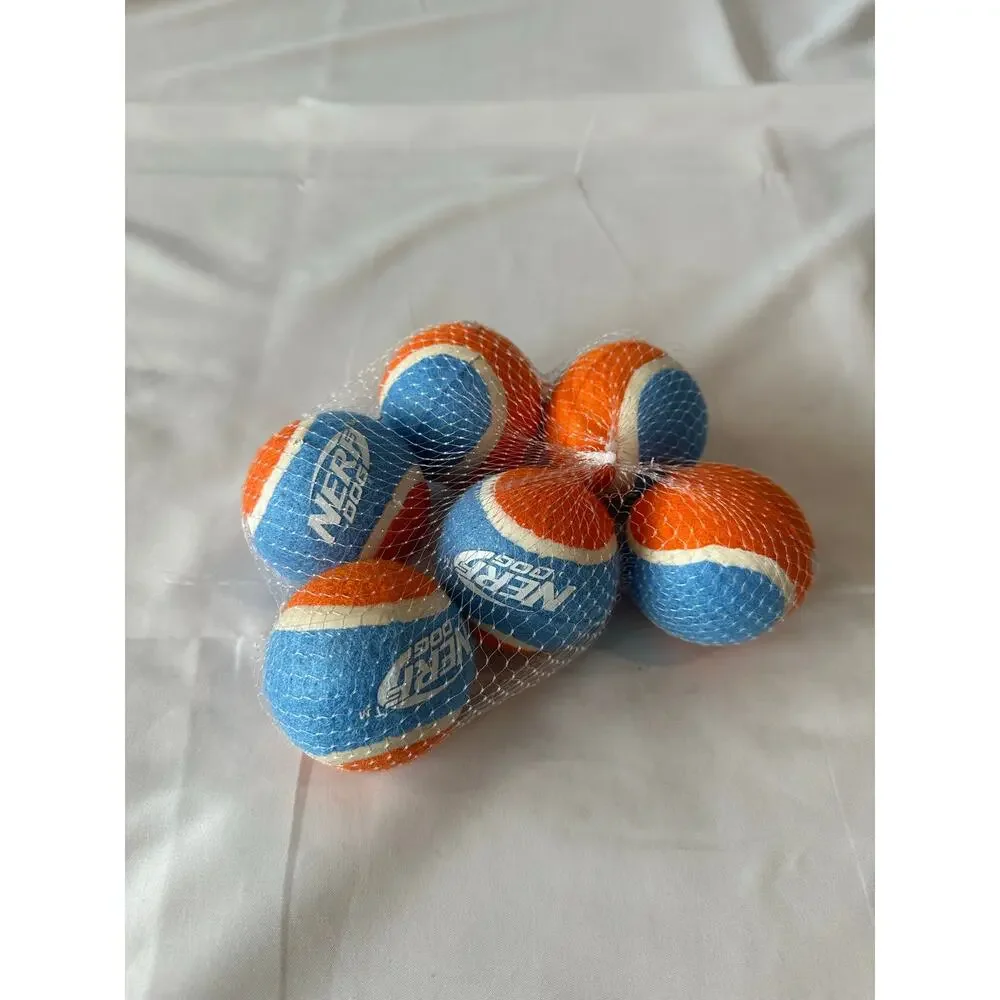 NWT Nerf Dog Squeak Tennis Balls 6-Pack Blue & Orange Fetch Toys